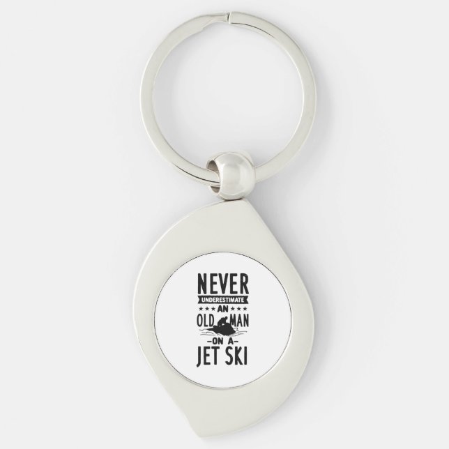 Old Man On A Jet Ski  Keychain (Front)
