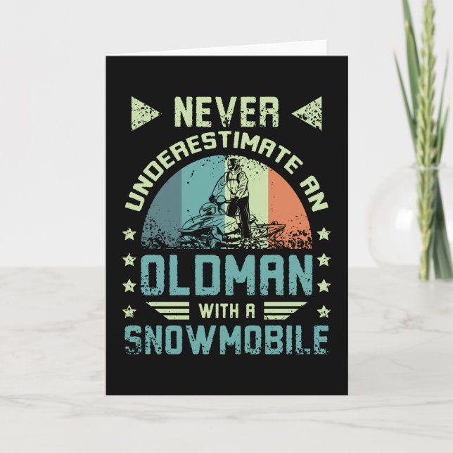 Old Man On A Snowmobile Card (Front)