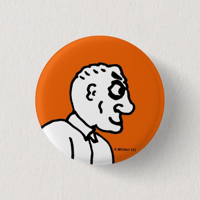Old Man on orange field 1 Inch Round Button (Front)