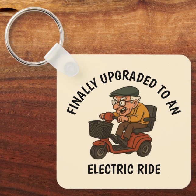 Old Man on Scooter Keychain (Front)