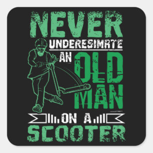Old Man On Scooter Square Sticker