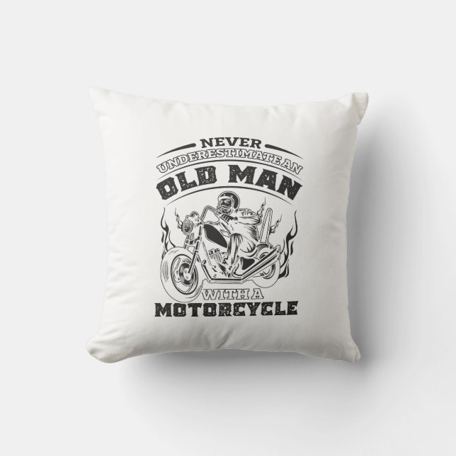 Old Man Passion for motorcycles, Funny Throw Pillow (Front)