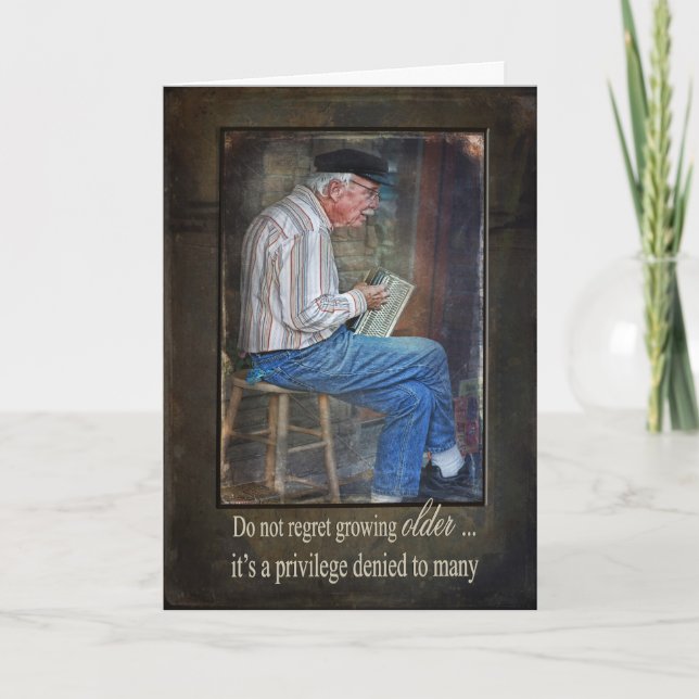 Old Man Playing an Accordion Card (Front)