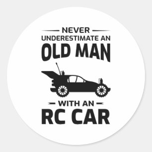 Old Man RC Model Car Offroad Race Mud Racing  Classic Round Sticker