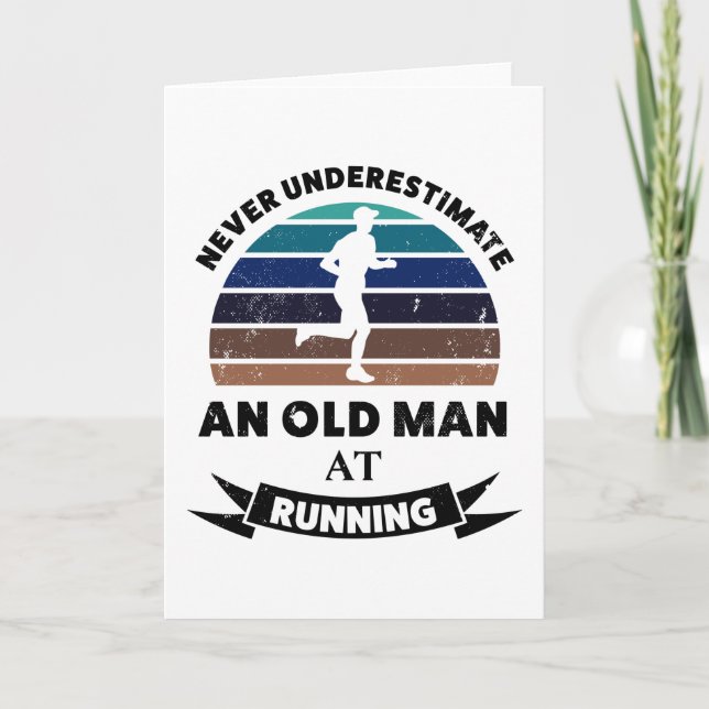 Old Man Running Funny Runner Gift Dad Card (Front)