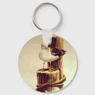 OLD MAN SEAGULL by SHARON SHARPE Keychain