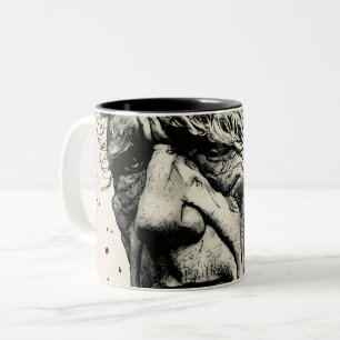 old man sketch two tone mug