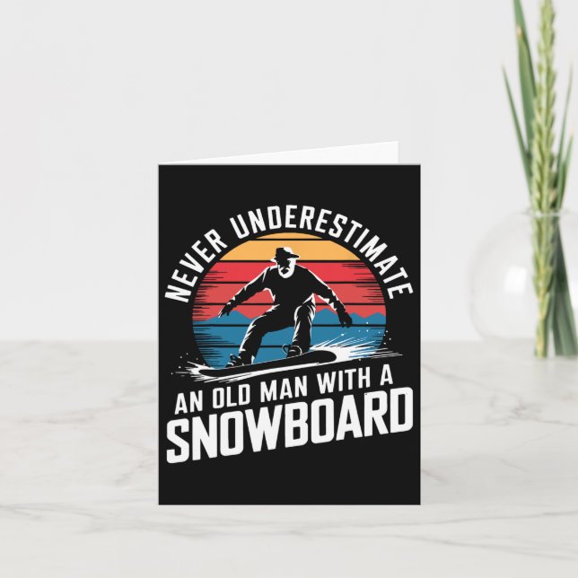 Old Man Snowboarding Lover Humour Design Funny Sno Card (Front)