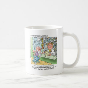 Old Man & The Pharmacy Funny Offbeat Cartoon Gifts Coffee Mug