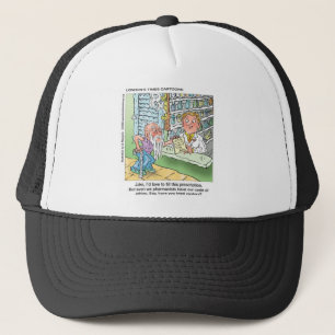 Old Man & The Pharmacy Funny Offbeat Cartoon Gifts Trucker Hat