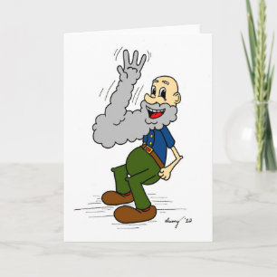 Old Man Waving Beard Greeting Card