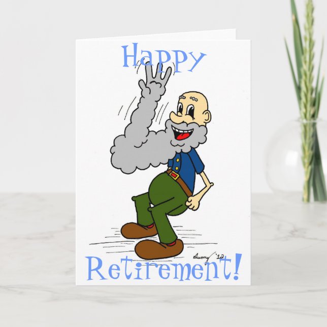 Old Man Waving Beard "Happy Retirement!" Card (Front)