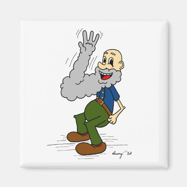 Old Man Waving Beard Magnet (Front)