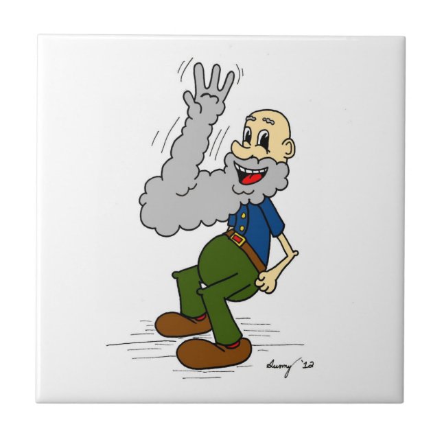 Old Man Waving Beard Tile (Front)