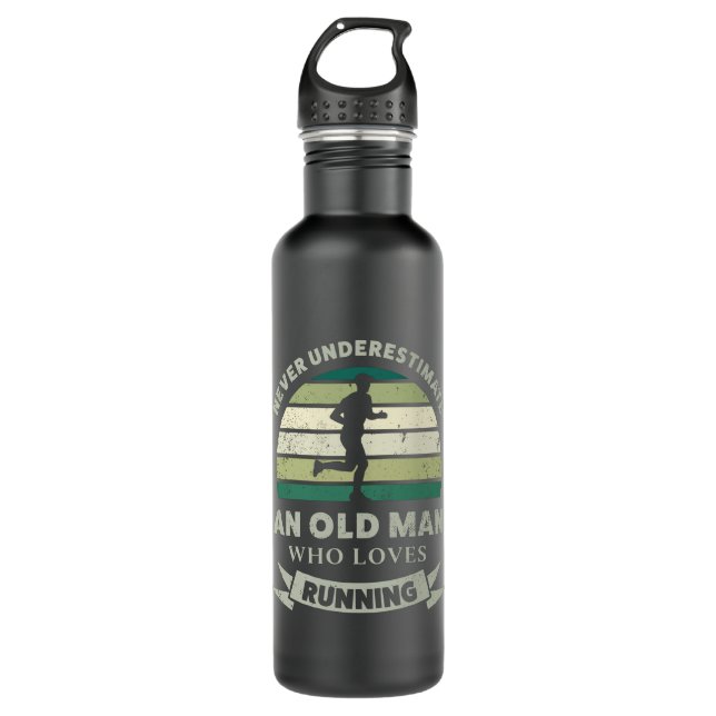 Old Man who loves Running Funny Dad Gift 710 Ml Water Bottle (Front)