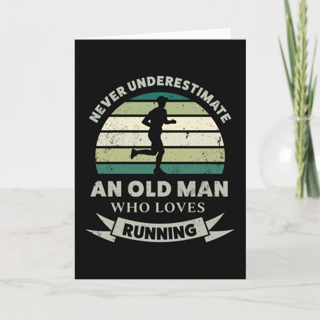 Old Man who loves Running Funny Dad Gift Card (Front)