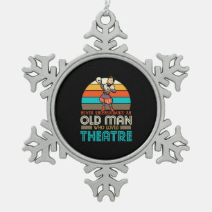 Old Man Who Loves Theatre Snowflake Pewter Christmas Ornament