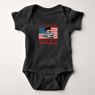 Old Man Who Loves Trains Baby Bodysuit