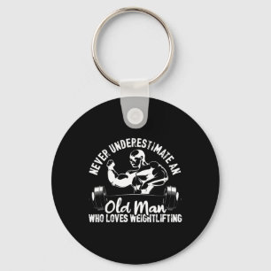Old Man Who Loves Weightlifting Bodybuilding Worko Keychain