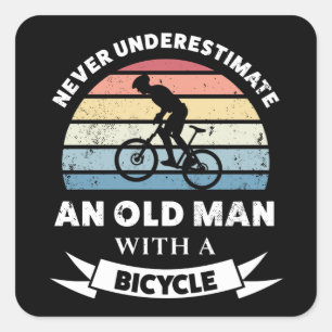Old Man with a Bicycle Funny Gift Dad Square Sticker