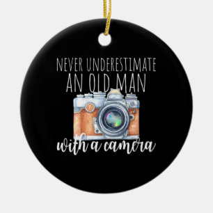 Old Man With A Camera Ceramic Ornament
