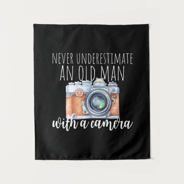 Old Man With A Camera Tapestry (Front)