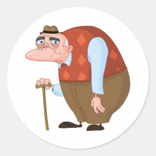 Old Man With A Cane Classic Round Sticker