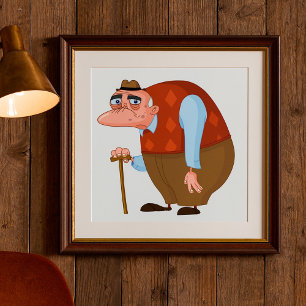 Old Man With A Cane Poster