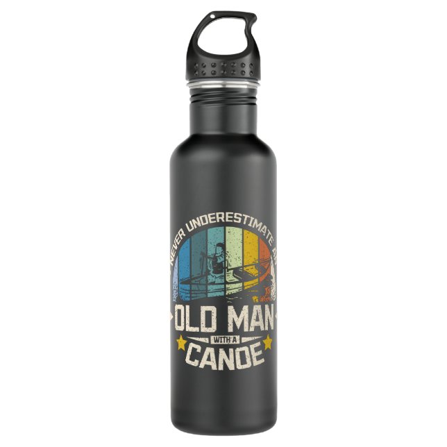 old man with a canoe 710 ml water bottle (Front)