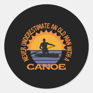 Old Man With A Canoe Canoeing Canoes Classic Round Sticker
