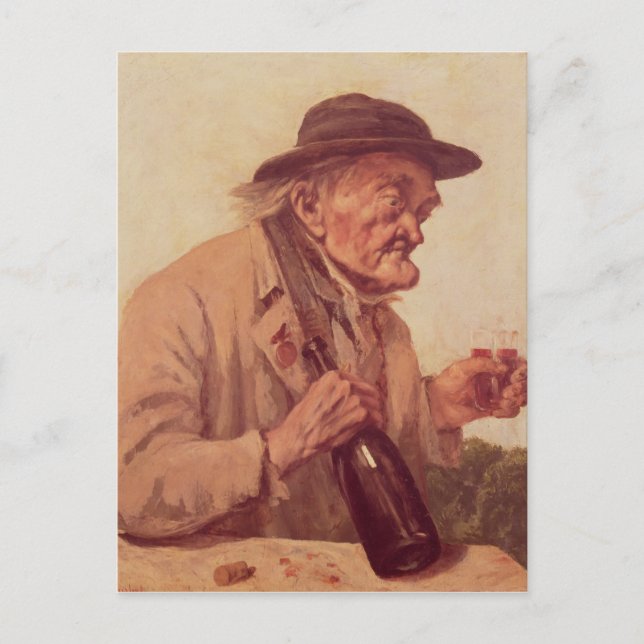 Old Man with a glass of wine Postcard (Front)