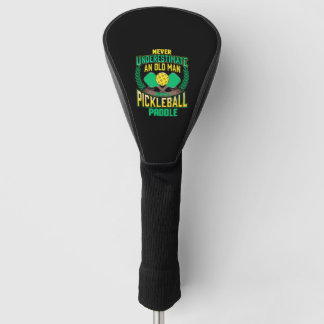 Old Man With A Pickleball Paddle Golf Head Cover