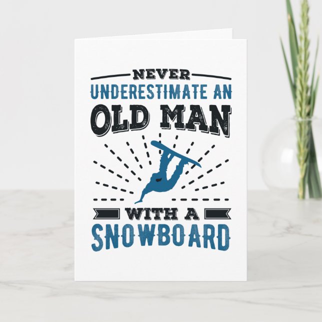 Old Man with a Snowboard Husband Gift Card (Front)