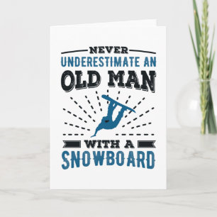 Old Man with a Snowboard Husband Gift Card