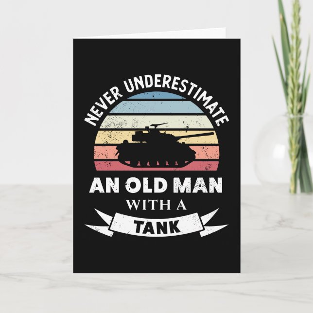 Old Man with a Tank Funny Panzer Gift Dad Card (Front)