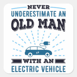 Old Man with an Electric Vehicle Fathers Day Gift Square Sticker