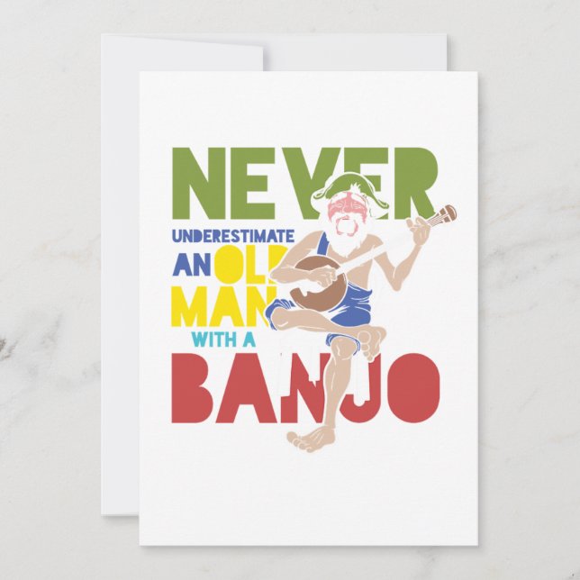 Old Man With Banjo Country Music Bluegrass Gift Invitation (Front)