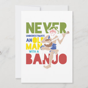 Old Man With Banjo Country Music Bluegrass Gift Invitation