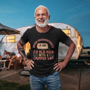Old man with camper van retro vintage T-Shirt