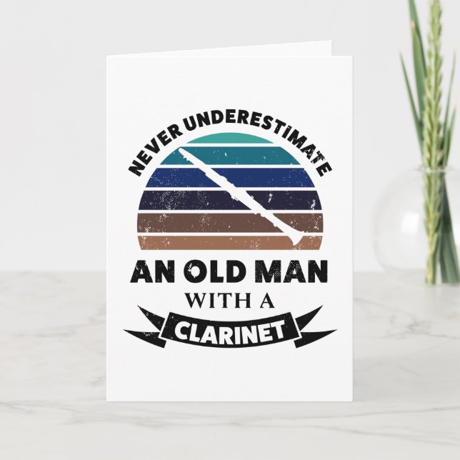 Old Man with Clarinet Funny Gift Dad Card (Front)