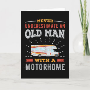 Old Man with Motorhome Retro RV Gift Dad Card