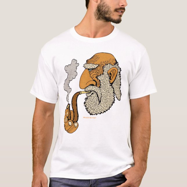 Old man with pipe cool urban graphic art t-shirt (Front)
