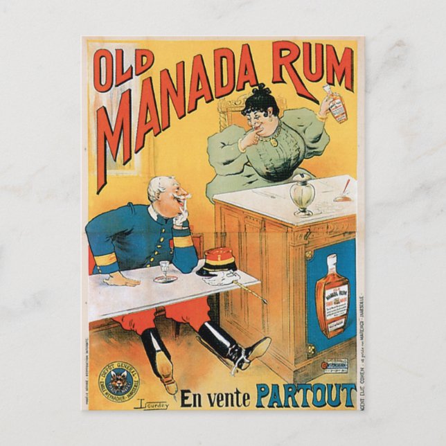 Old Manada Rum Vintage Drink Ad Art Postcard (Front)