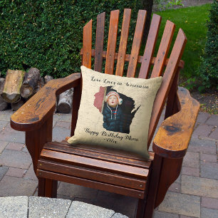 Old Map Love Lives In Wisconsin State Shaped Photo Throw Pillow