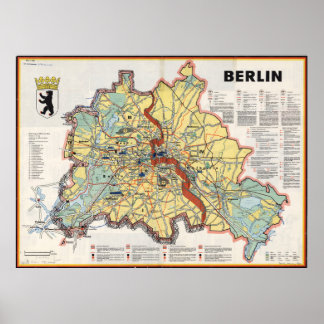 Old Map of Berlin 1961, Cold War Era Print