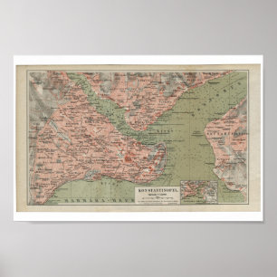 Old Map of Constantinople Poster