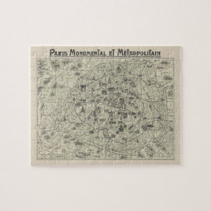 Old Map Of Paris Jigsaw Puzzle