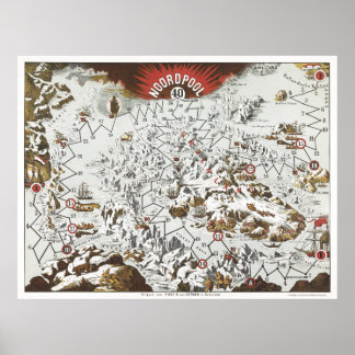 Old map of the north pole poster