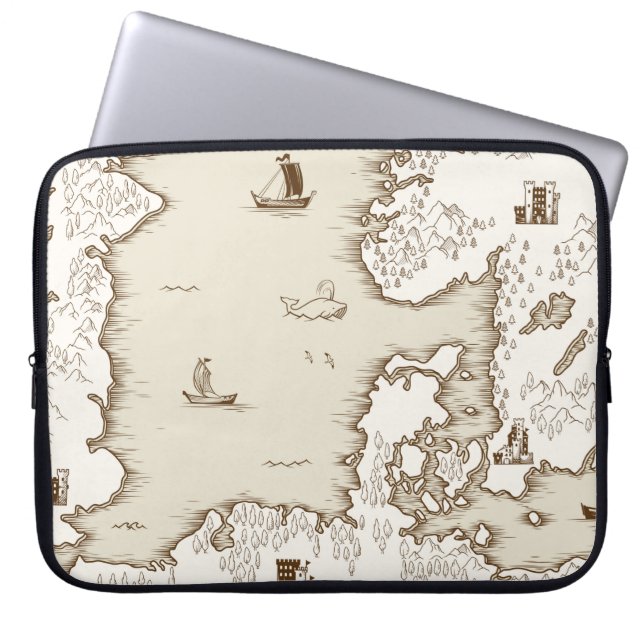 Old map of the North Sea, Britain and Scandinavia, Laptop Sleeve (Front)