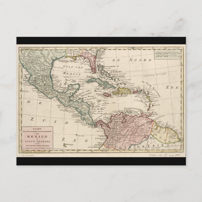 Old Map of the West Indies Caribbean (1765) Postcard (Front)